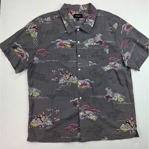 Brixton Lovitz Shirt Mens XL Charcoal Gray Button Up Standard Fit